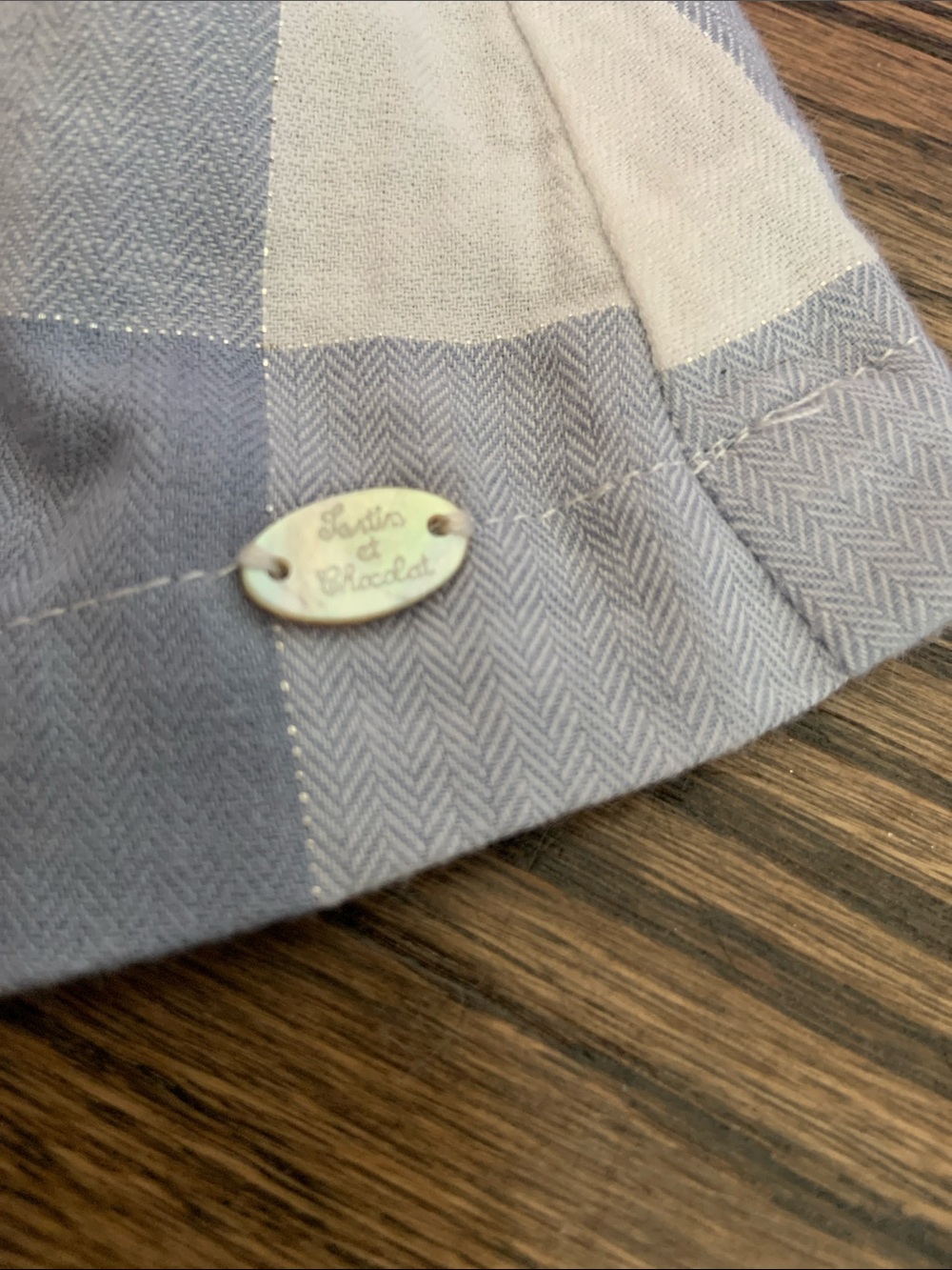 Tartine et Chocolat Light Blue and White Gingham Ruffle Collar Top - Picture 3 of 8